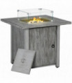 Fire Pit Table Metal Stainless Steel Glass Oxford Cloth Grey 71L x 71W x 62.5Hcm