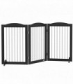 Pet Gate, Foldable, Freestanding, MDF and Steel, Black, 154L x 30W x 80Hcm