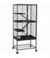 Small Animal Cage Charcoal Grey 136H x 61.5L x 45.5Wcm 4-Tier Rolling Cage