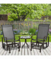 3 piece Outdoor Swing Chair with Tea Table Set, Patio Garden Rocking Furniture