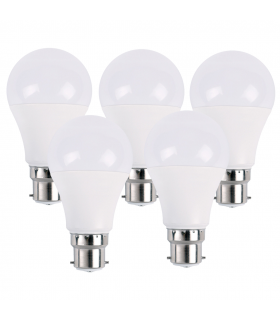 LED A60 Cool White Bulb 5 Pack 18W B22 Screw Light GLS Bulbs PVC Metal White