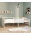 3-Seater Day Bed White Solid Pinewood 90x200 cm