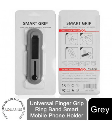 Aquarius Universal Finger Grip Ring Band Smart Mobile Phone Holder - Grey
