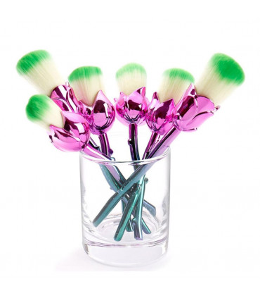 Beauty and the Beast-Inspired Rose Makeup Brushes with Glossy Handles