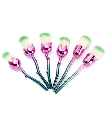 Beauty and the Beast-Inspired Rose Makeup Brushes with Glossy Handles