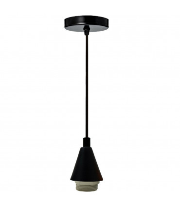 Black Cone Holder Light Pendant Fitting Ceiling Rose E27 Set~2373 