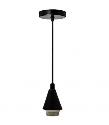 Black Cone Holder Light Pendant Fitting Ceiling Rose E27 Set~2373 