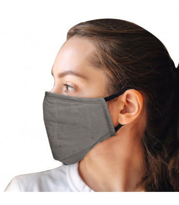 Cotton Mask- Three Layer With Filter Pocket - Adults - Grey
