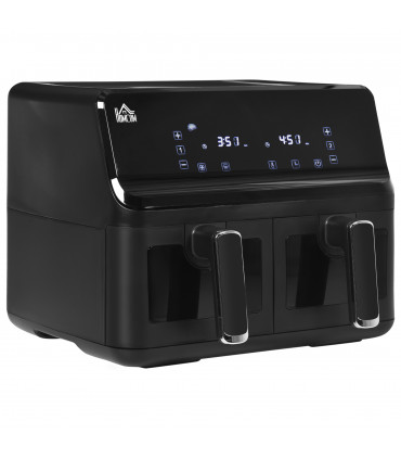 Air Fryer 8L Family Size Black Dual 2 Basket 8 Presets Cookbook Timer 2500W