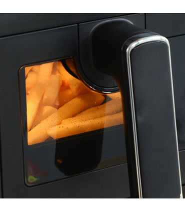 Air Fryer 8L Family Size Black Dual 2 Basket 8 Presets Cookbook Timer 2500W