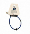 Evil Eye Bracelet, White Beads, Mid Blue (JIT)