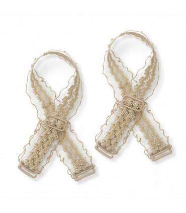 Bra Strap Nude Lace Polyamide Adjustable Invisible Shoulder One Pair 18mm Width