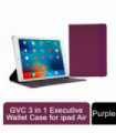 Pad Air Purple Polyurethane 3 in 1 Executive Lightweight & Hardback Wallet Case