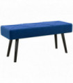 Bed-End Bench Blue Velvet Upholstery Steel Legs 100L x 36W x 45H cm Comfortable