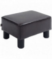 Footstool Ottoman Cube Dark Brown Polyester Plywood Plastic 40cm x 30cm x 24cm