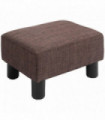 Footstool Ottoman Cube Brown Polyester Plywood Plastic 40cm x 30cm x 24cm Wood