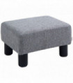 Footstool Ottoman Cube Grey Polyester Plywood Plastic 40cm x 30cm x 24cm HOMCOM