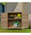 Garden Storage Unit Solid Fir Wood Garage Organisation Sturdy Cabinet Outdoor