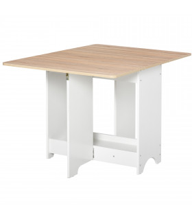 Drop-Leaf Dining Table White Oak Tone Particle Board 190L x 56W x 28Hcm