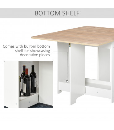 Drop-Leaf Dining Table White Oak Tone Particle Board 190L x 56W x 28Hcm