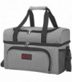 30L Cooler Bag Dual Compartment Grey Curve Cooler Bag Picnic Storage