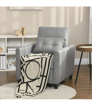 Chair Bed Light Grey 69L x 82W x 85H cm Sleeper Chair with Pillow, Side Pockets