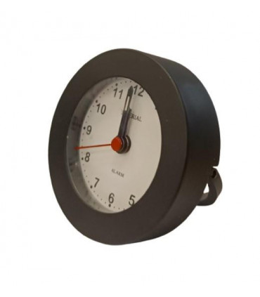 Alarm Clock Mini Black Leather Box Silver Compact Travel Home Decor 7.84 cm