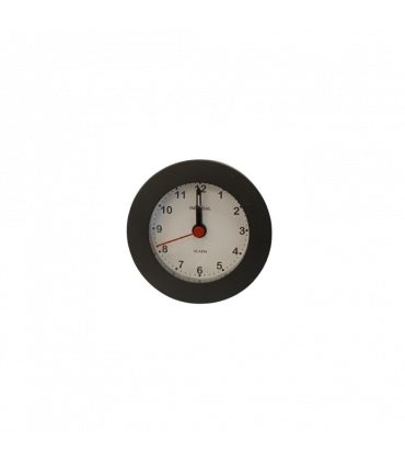 Alarm Clock Mini Black Leather Box Silver Compact Travel Home Decor 7.84 cm