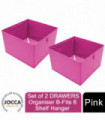 JOCCA Set of 2 Drawers Sustainable Storage Organiser, Fits 6 Shelf Hanger, Pink