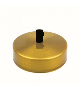 Ceiling rose Yellow Brass Metal 120mm x 25mm with Cord grips - 1 Outlet