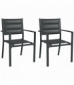 Outdoor Dining Chairs Aluminium Dark Grey Stackable Armchairs 56.5x57.5x87cm