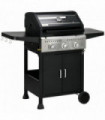 Gas Grill Black 3 Burner Propane BBQ Grill with See-through Lid and Thermometer