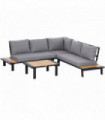 Garden Furniture Set Dark Grey Aluminium Polyester Sponge Loveseat Table