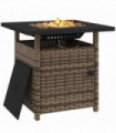 Fire Pit - Brown Rattan 50,000 BTU Propane Table, 72.5cm x 72.5cm x 67.5cm