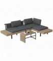 Garden Furniture Sets Grey HDPE Steel Polyester Loveseat Sofa Table 149x63x58cm