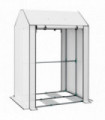 Mini Greenhouse White Dark Green Metal PE 100x80x150cm Shelves Roll Up Door