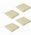 Outdoor Seat Cushions - Beige Polyester 51L x 51W x 8Hcm - Set of 4 with Ties