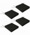 Outdoor Seat Cushions Black Polyester 51L x 51W x 8Hcm Set of 4 with Ties