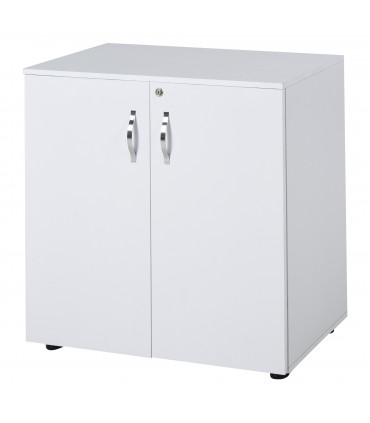 Office Storage Cabinet 2-Tier Locking File Organisation White Particle Board