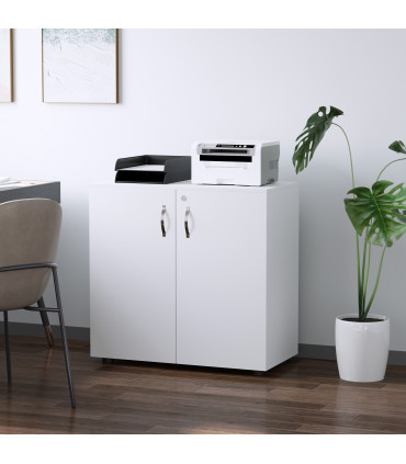 Office Storage Cabinet 2-Tier Locking File Organisation White Particle Board