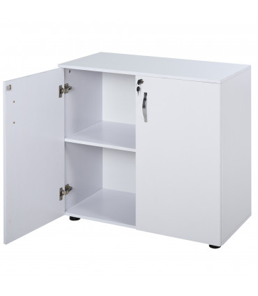 Office Storage Cabinet 2-Tier Locking File Organisation White Particle Board