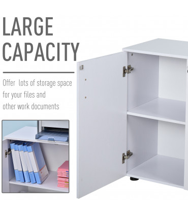 Office Storage Cabinet 2-Tier Locking File Organisation White Particle Board