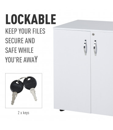Office Storage Cabinet 2-Tier Locking File Organisation White Particle Board