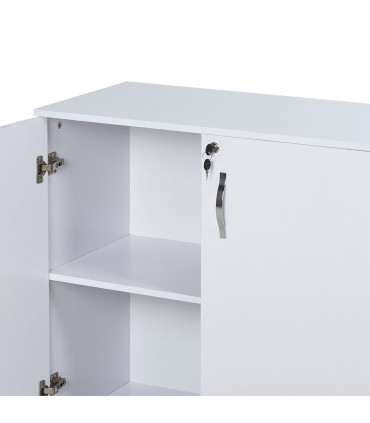 Office Storage Cabinet 2-Tier Locking File Organisation White Particle Board