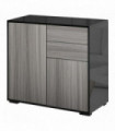 Side Cabinet Black Light Grey 140 x 160H cm 2 Door Cabinet and 2 Drawer Storage