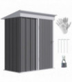 Steel Lean-to Shed for Bike, Grey, White, Galvanised Steel, 161x95x181 cm, 5x3