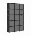 15-Cube Display Shelf with Boxes Black 103x30x175.5 cm Fabric