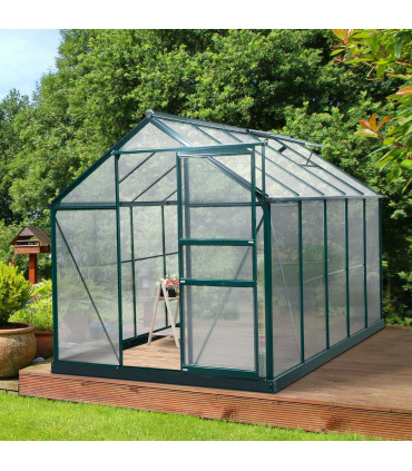 Polycarbonate Greenhouse Dark Green 312cm x 190cm x 201cm Walk-In Garden Plants