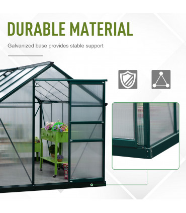 Polycarbonate Greenhouse Dark Green 312cm x 190cm x 201cm Walk-In Garden Plants