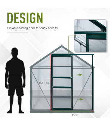 Polycarbonate Greenhouse Dark Green 312cm x 190cm x 201cm Walk-In Garden Plants